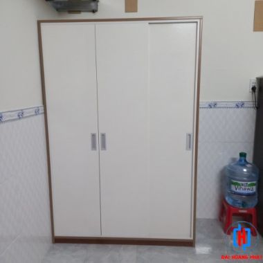 Tủ 3 Cánh Cửa Lùa Trắng Vân Gỗ