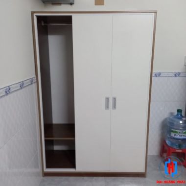 Tủ 3 Cánh Cửa Lùa Trắng Vân Gỗ