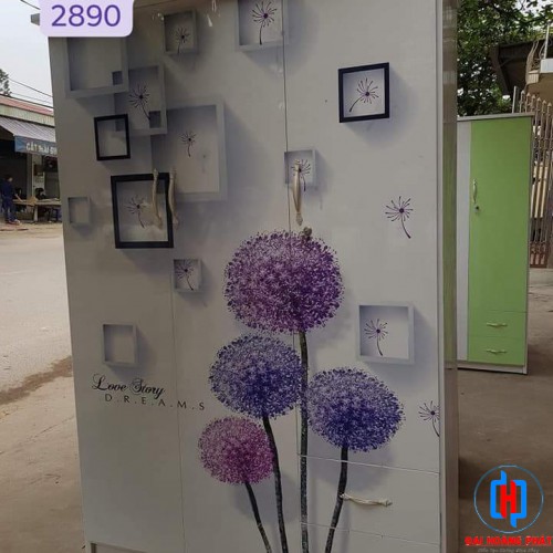 TỦ NHỰA 3D 3 CÁNH HÌNH HOA 3D301