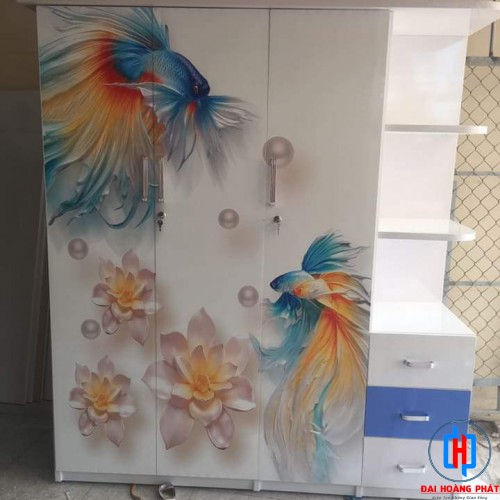TỦ NHỰA 3D 4 CÁNH CÓ KỆ HÌNH CÁ 3D4061