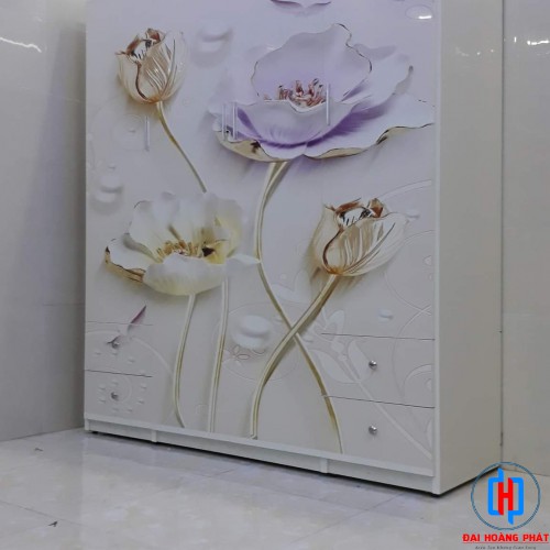 TỦ NHỰA 3D 4 CÁNH HÌNH HOA 3D401