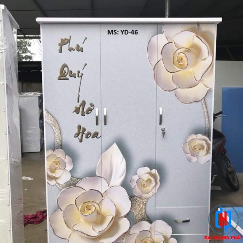TỦ NHỰA 3D 3 CÁNH HÌNH HOA 3D410