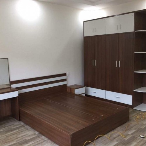 BỘ NỘI THẤT PHÒNG NGỦ MÀU VÂN GỖ TẶNG TỦ ĐẦU GIƯỜNG