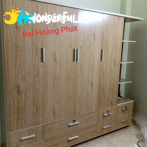 TỦ NHỰA 5 CÁNH NÂU GIẢ GỖ CÓ KỆ TA588
