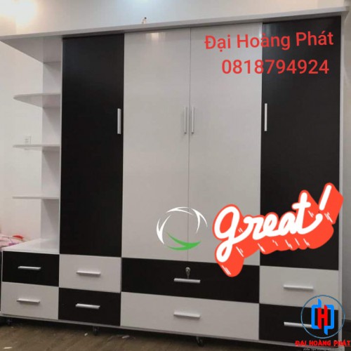 TỦ NHỰA 5 CÁNH TRẮNG ĐEN CÓ KỆ TA586