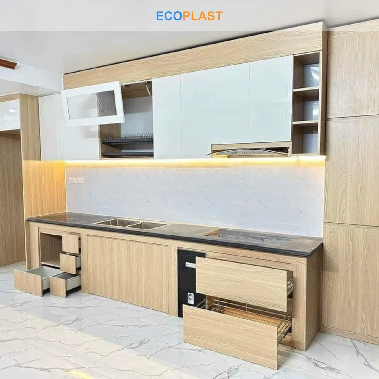 Tủ Bếp Nhựa Ecoplast Chữ I Đơn Giản TBA24