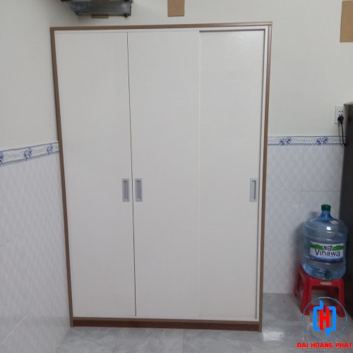 Tủ 3 Cánh Cửa Lùa Trắng Vân Gỗ