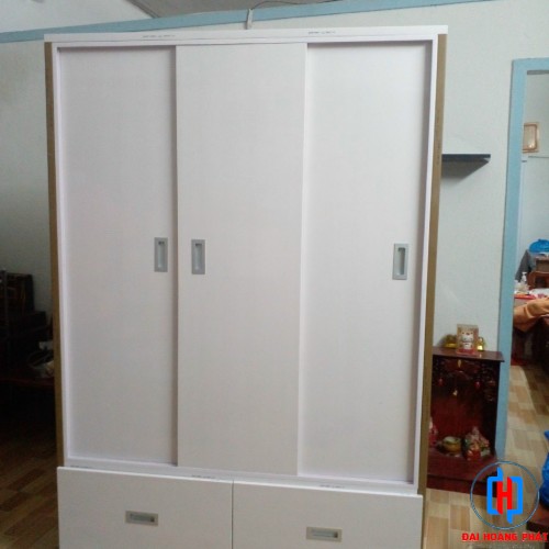 Tủ Nhựa 3 Cánh Cửa Lùa Trắng TAL52