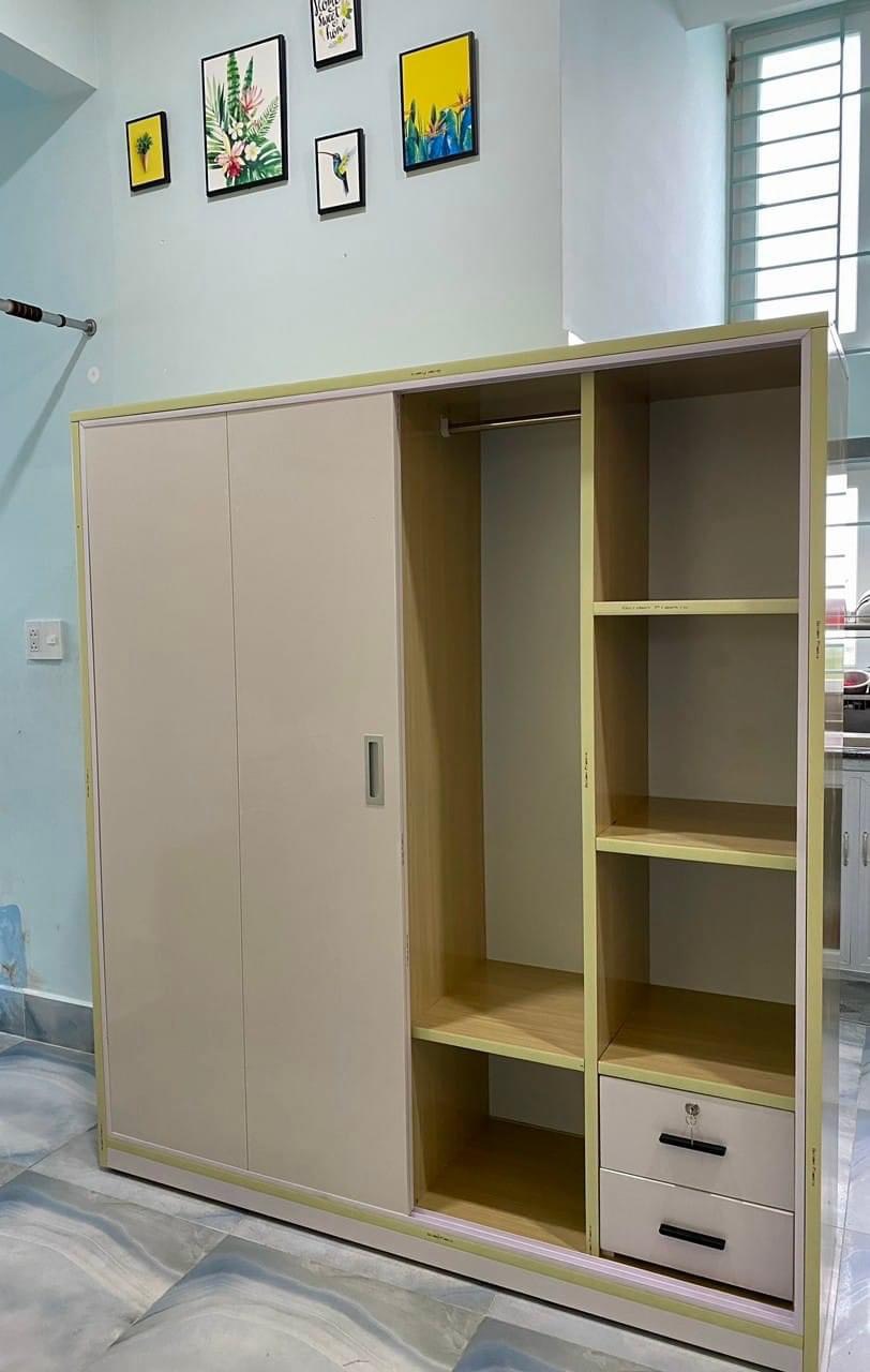 Tủ Quần Áo 3 Cánh Cửa Lùa Giả Gỗ TAL01